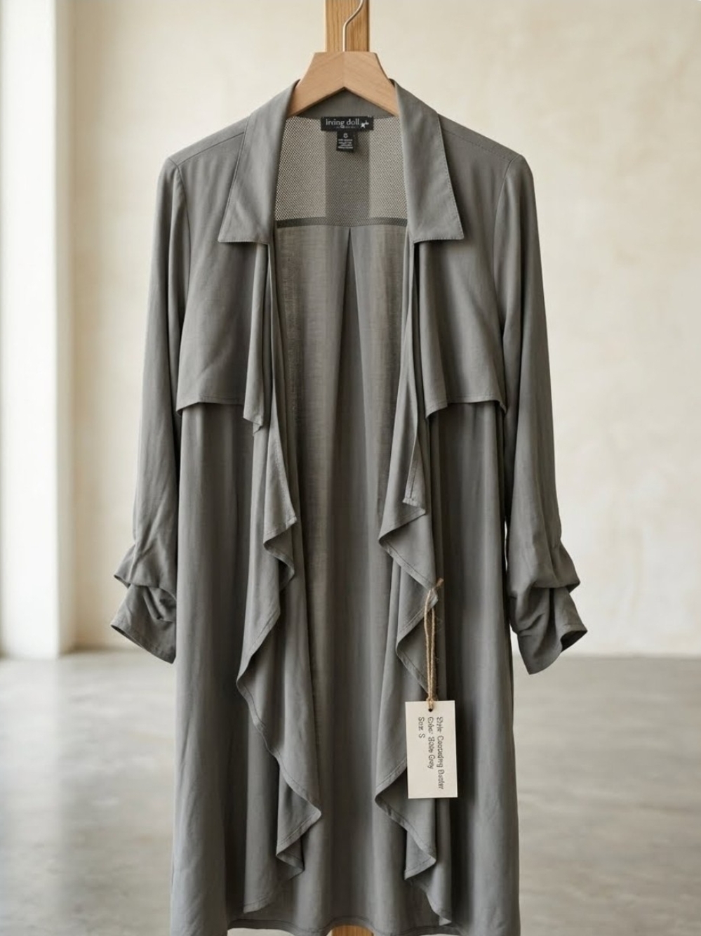 living doll Soft Gray Draped Lounge Robe